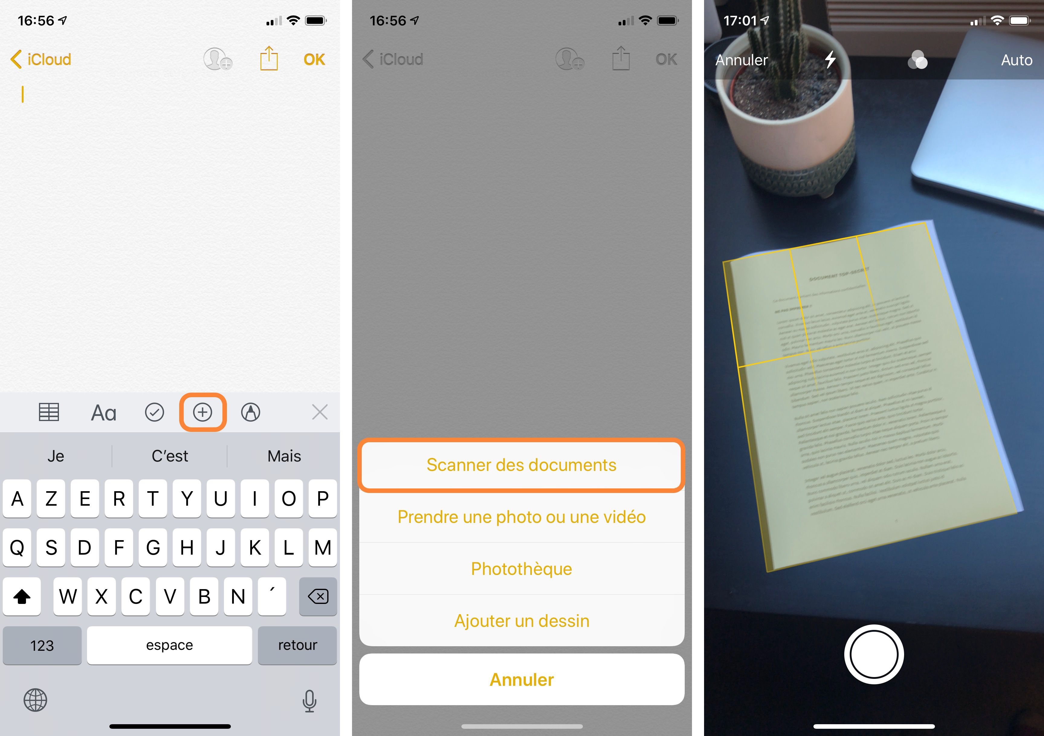 Astuce iOS 12 scanner plus rapidement un document avec Notes