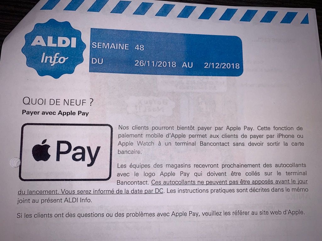 Aldi prépare ses équipes à l'arrivée d'Apple Pay en Belgique iGeneration