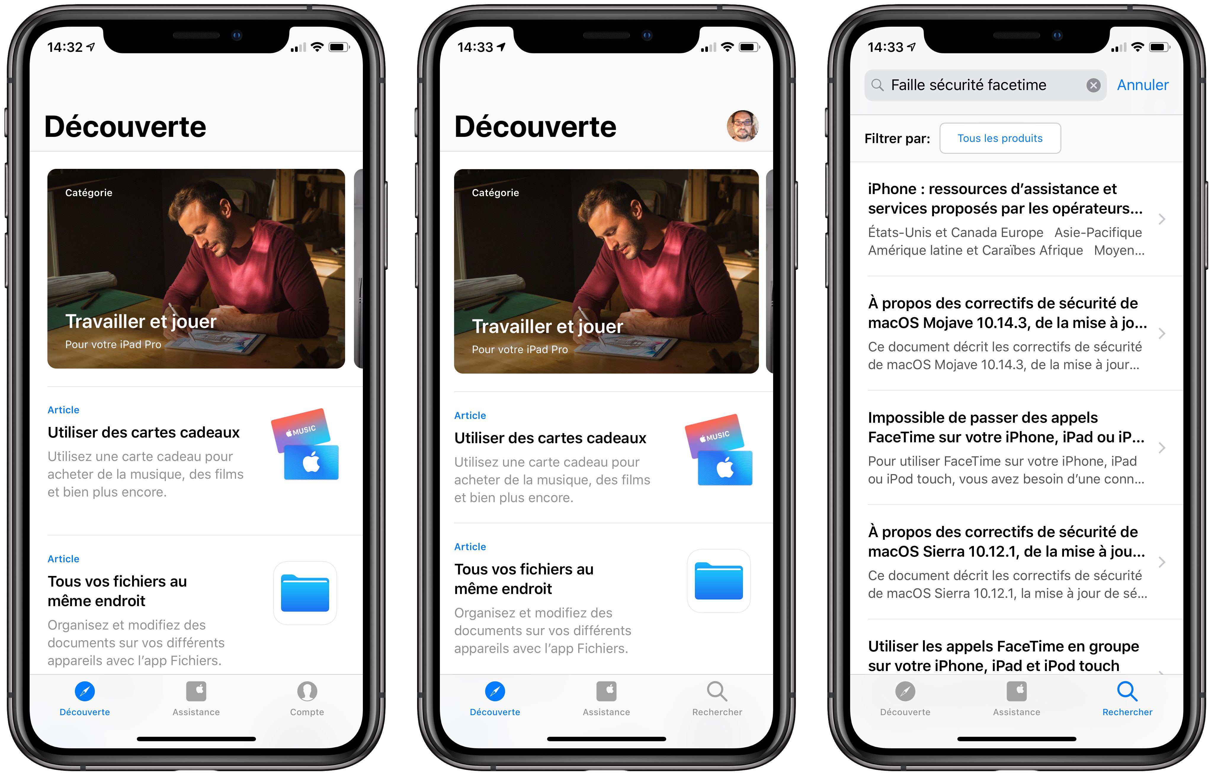 Il est plus facile de chercher de l’aide dans l’app Assistance Apple
