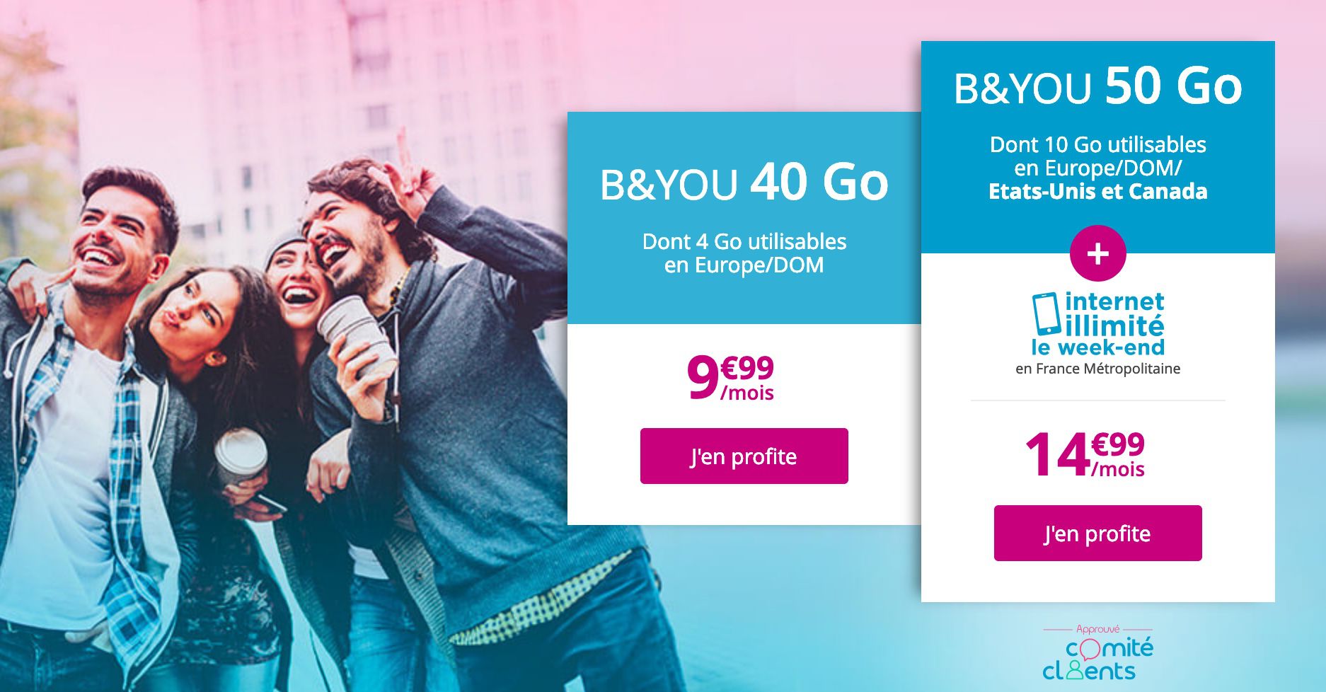 Tarif Hors Forfait B And You Promo : forfait B&You 50 Go, dont 10 Go en Amérique du Nord, pour 14,99