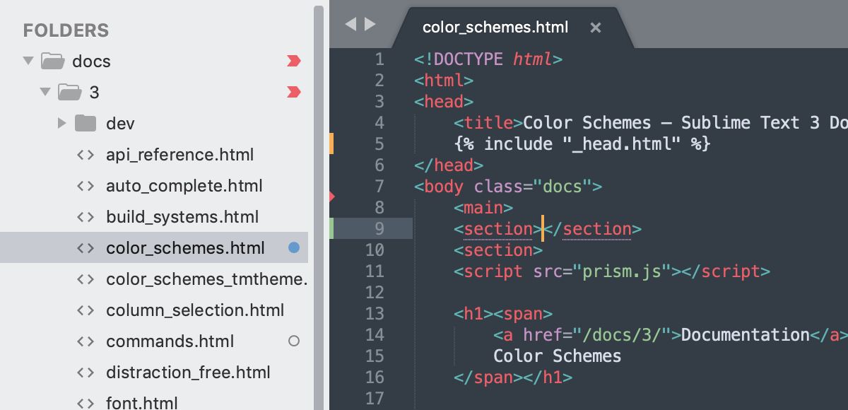 Sublime Text 3.2 affiche l’état des projets Git MacGeneration