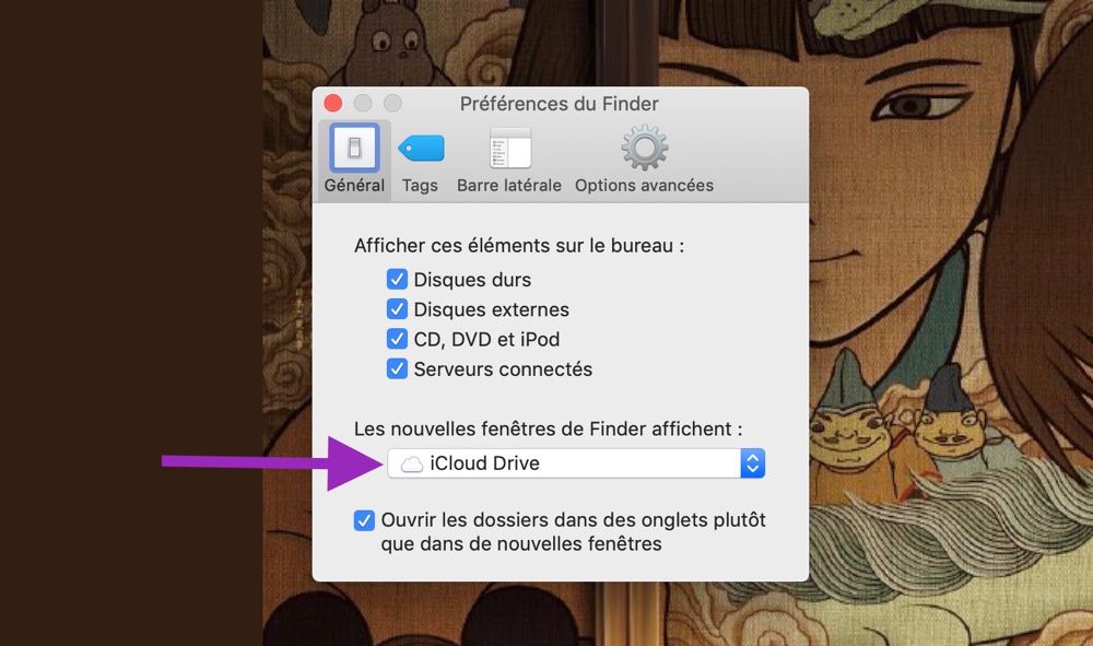 Pour définir le dossier à ouvrir lors de l'ouverture d'une fenêtre du Finder, allez dans le menu Finder puis Préférences... En bas de l'onglet Général, faites votre choix grâce au menu déroulant !