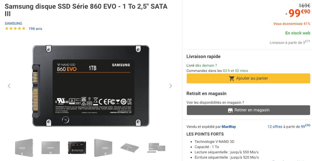 Ce disque SSD interne Samsung à -36% passe à 44,99 euros chez  