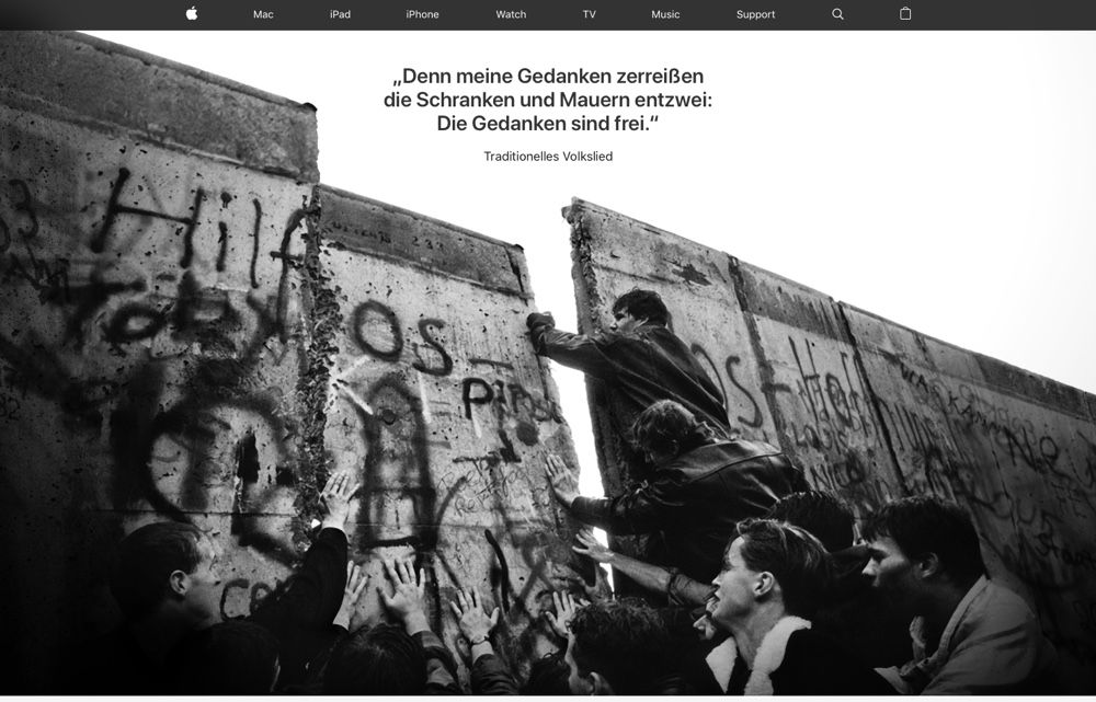 Apple Allemagne célèbre la chute du Mur de Berlin