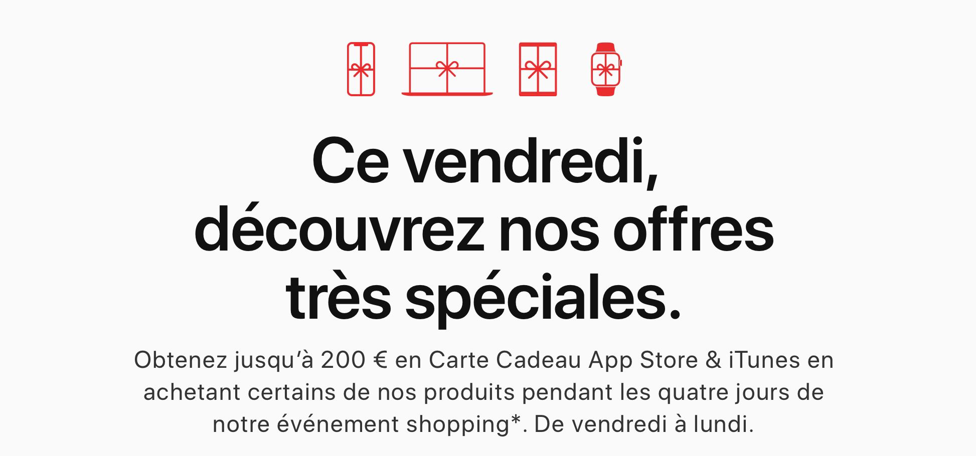 Black Friday Apple jusqu'à 200 € en cartes App Store et iTunes