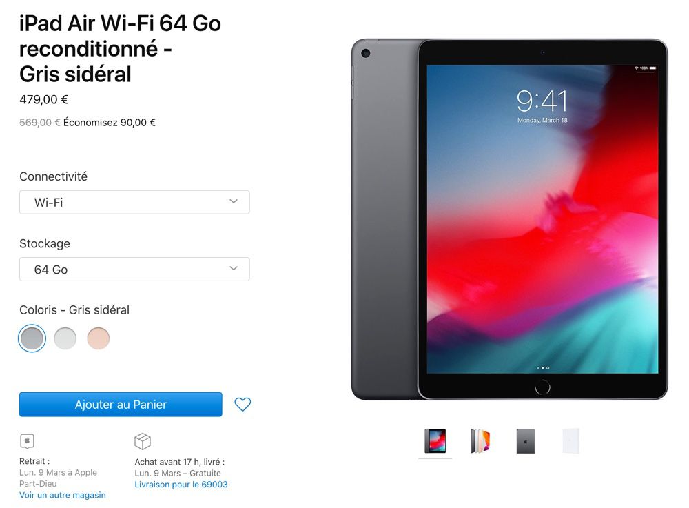 Apple iPad Air 3 (2019) 64Go Wi-Fi - Or (Reconditionné) : :  Informatique