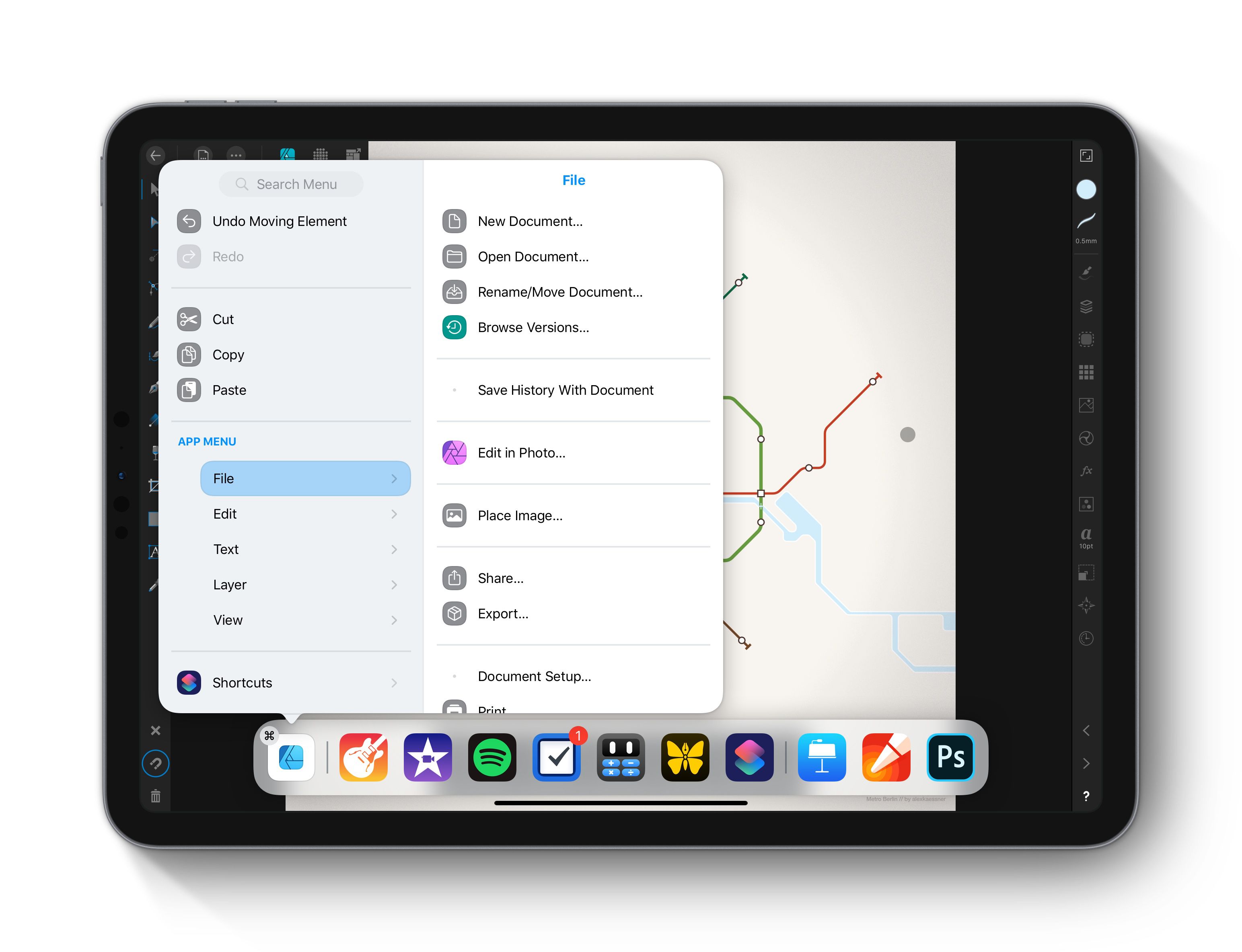 Concept un menu pour iPadOS qui évoque le menu Démarrer de Windows