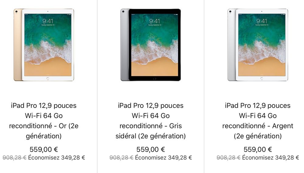 Refurb : des iPad Pro 12,9 2017 à partir de 559 €