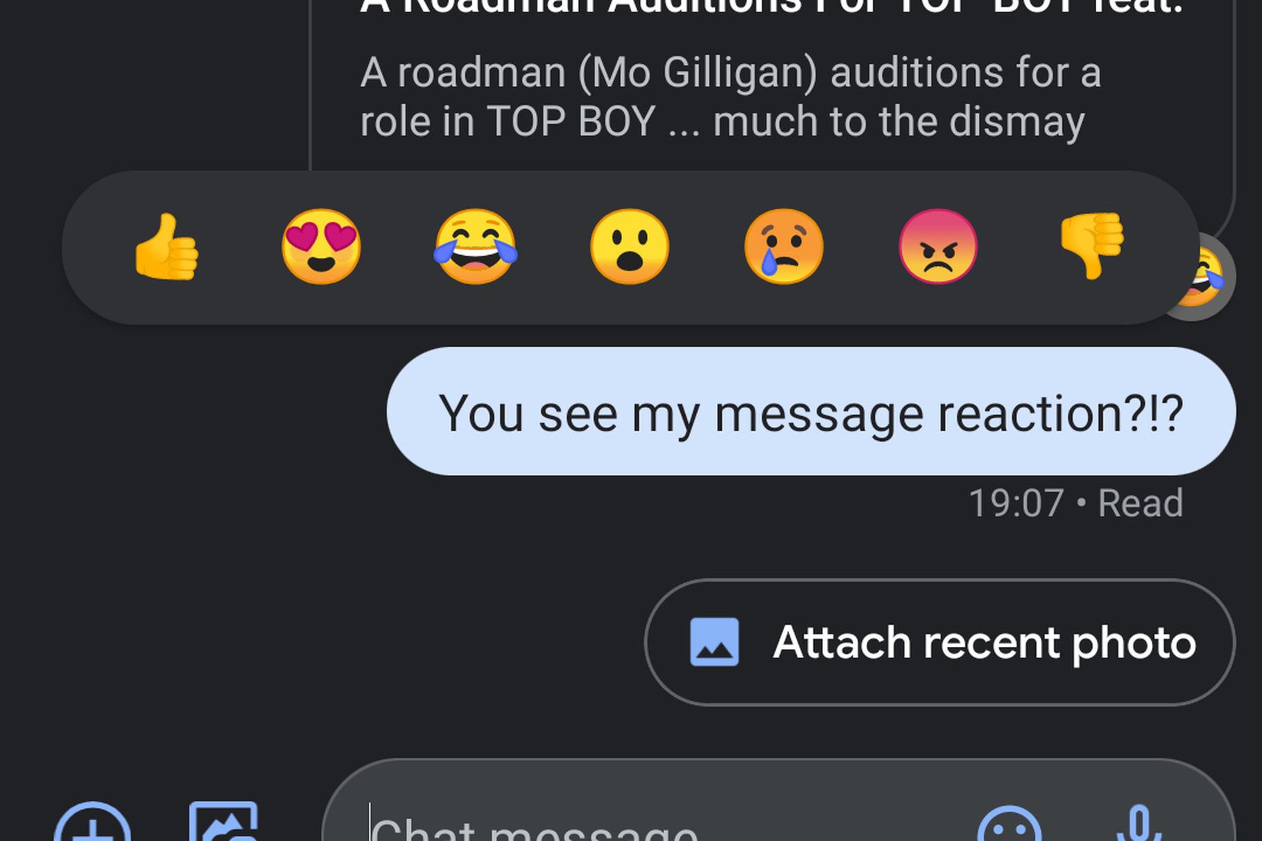 android messages reactions