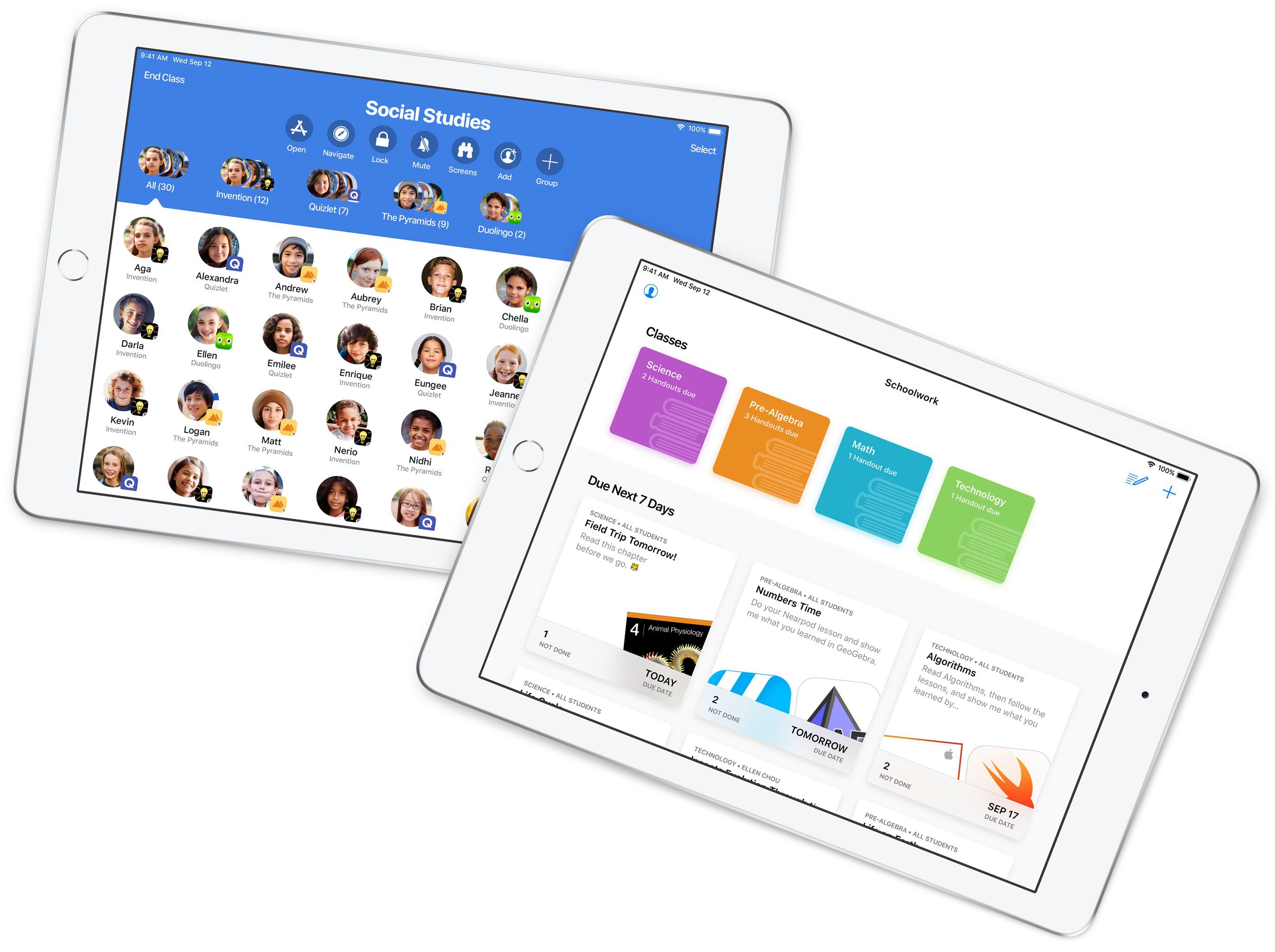 Les deux mises à jour pour les applications Pour l'école et En classe