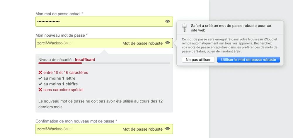 Safari Comment Modifier Un Mot De Passe Genere Qui N Est Pas Accepte Macgeneration
