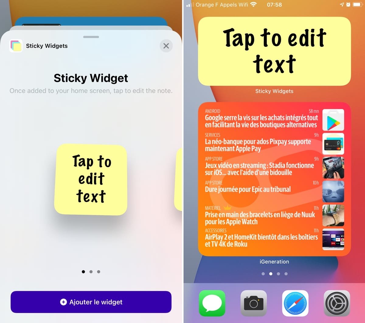 Ajouter et modifier des widgets sur votre iPhone - Assistance