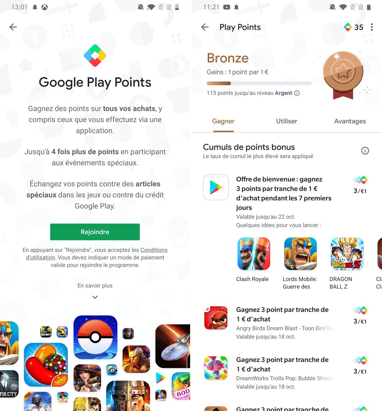 Promotions, points de vente et gestion des cartes - Google Play