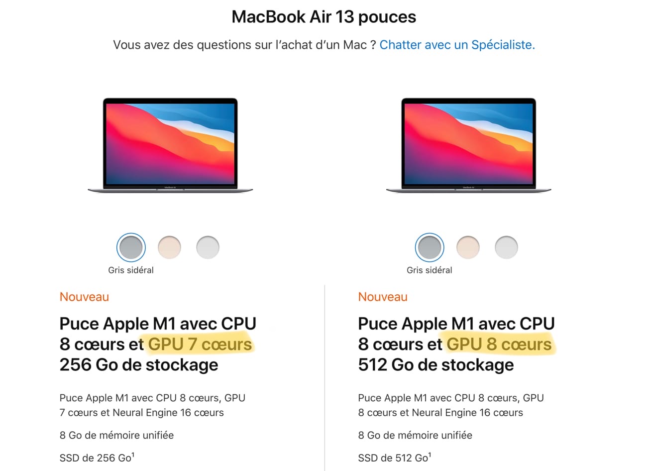 MacBook Air avec M1 - Caractéristiques - Apple (FR)