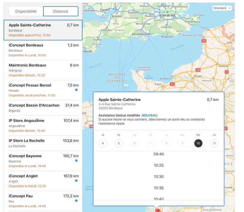 Apple Store une visibilité à 7 jours pour les rendezvous SAV