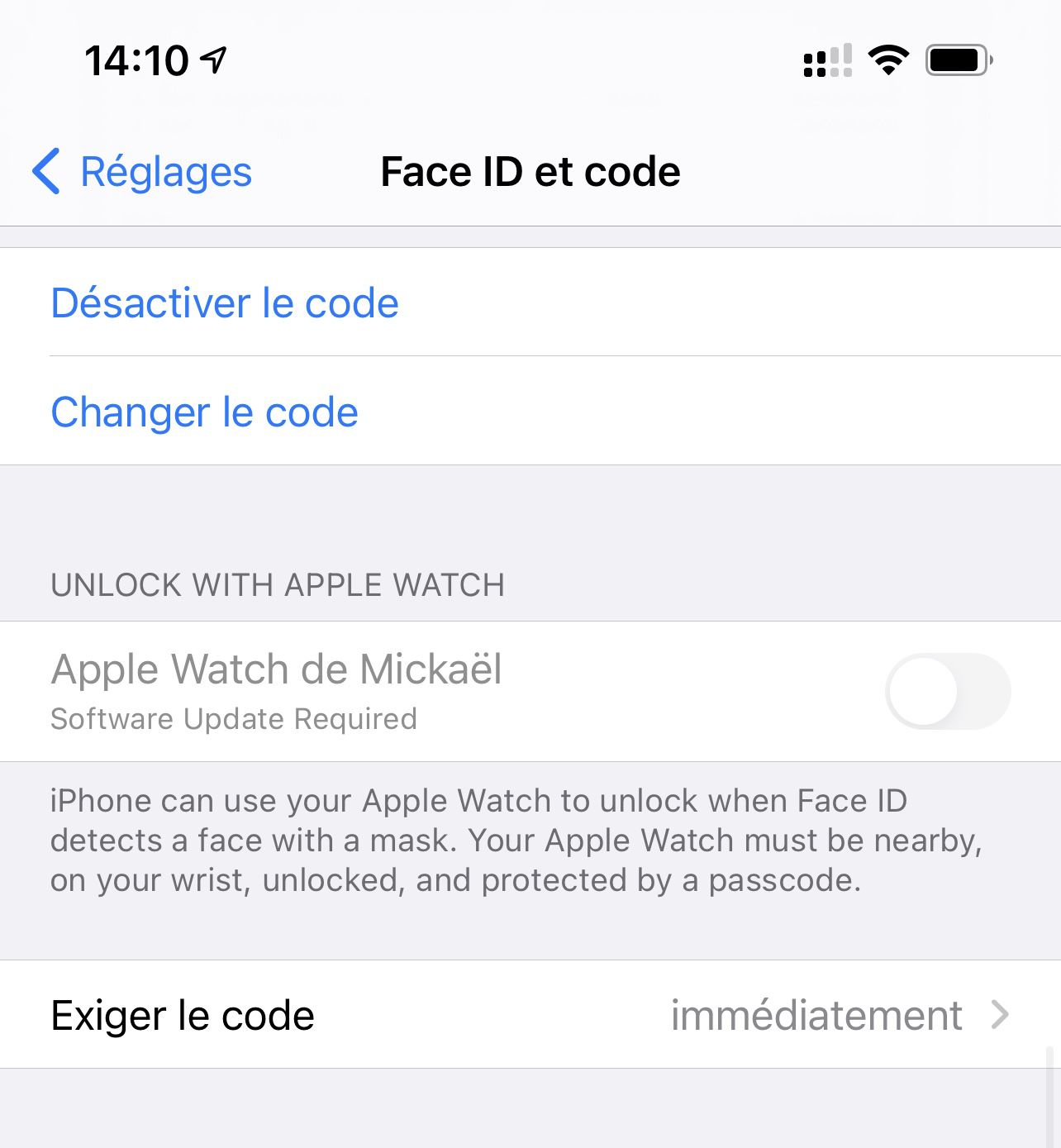 iOS 14.5 l Apple Watch d verrouille Face ID quand on porte un