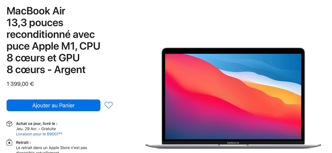 Refurb : des MacBook Air M1 jusqu'à 16 Go de RAM et 2 To de SSD