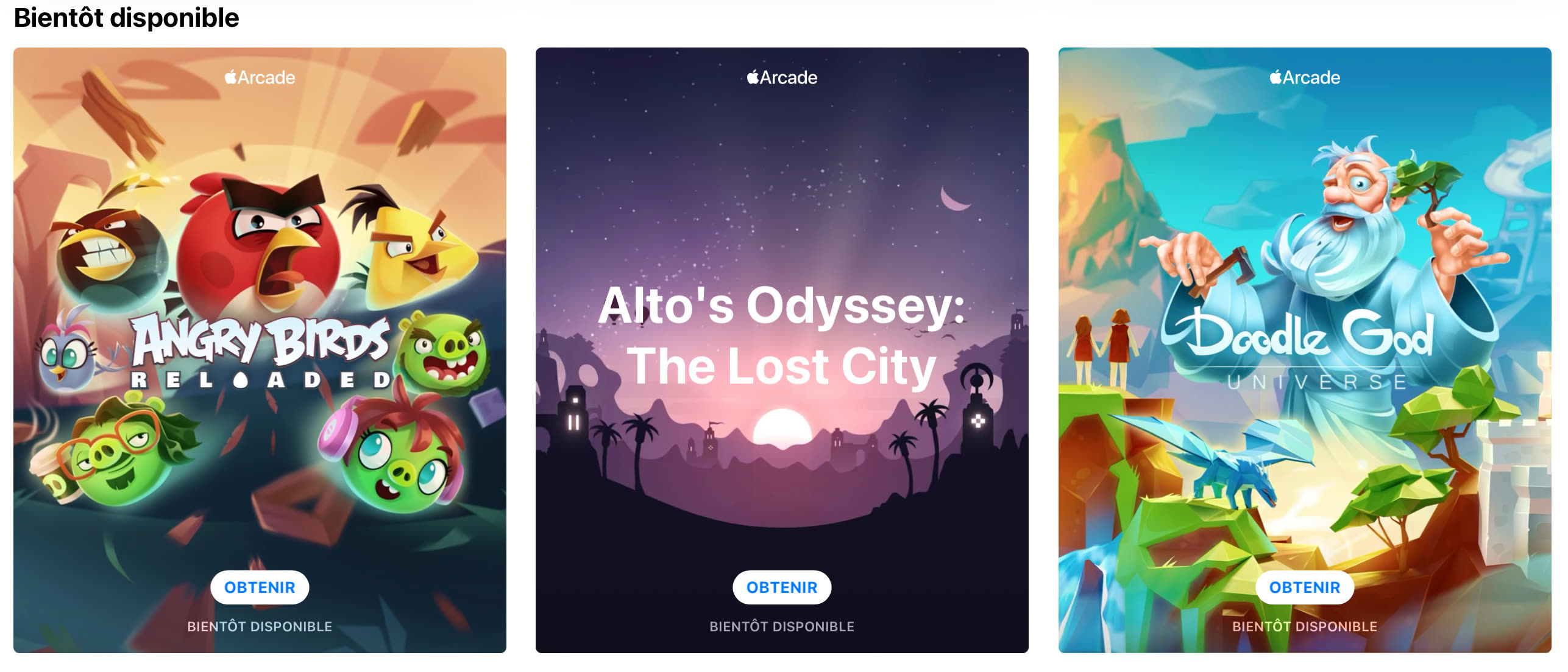 Angry Birds, Alto’s Odyssey, Doodle God Apple Arcade recycle trois
