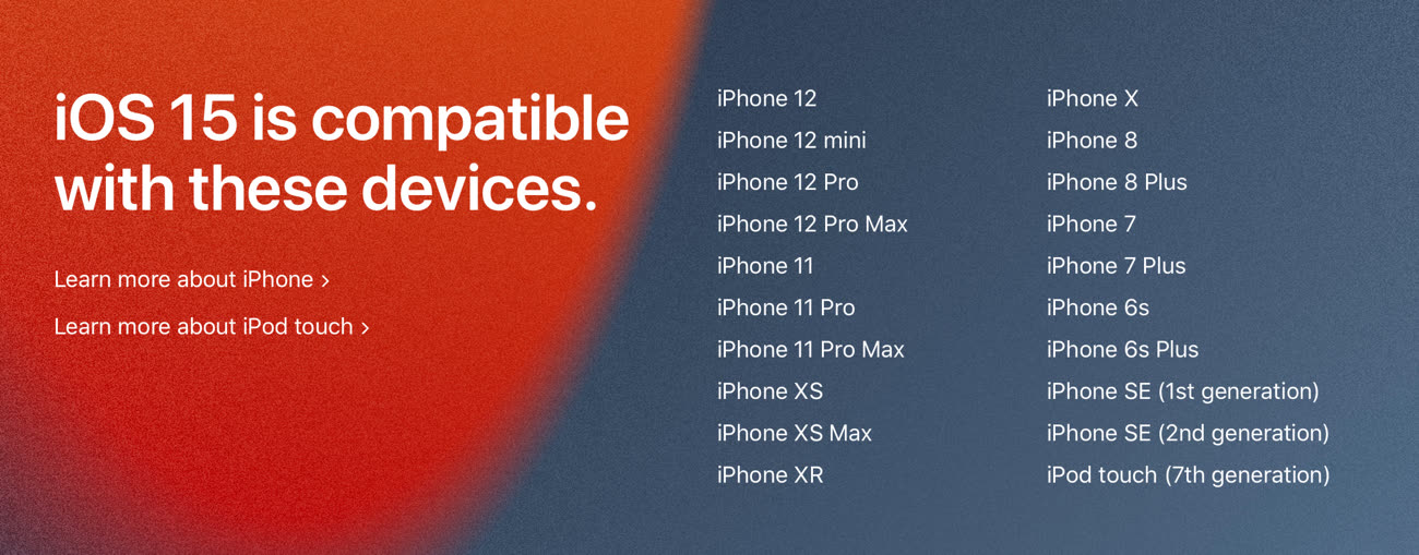 Si votre iPhone ou iPad est compatible avec iOS 14/iPadOS 14, il l'est  aussi avec iOS 15/iPadOS 15