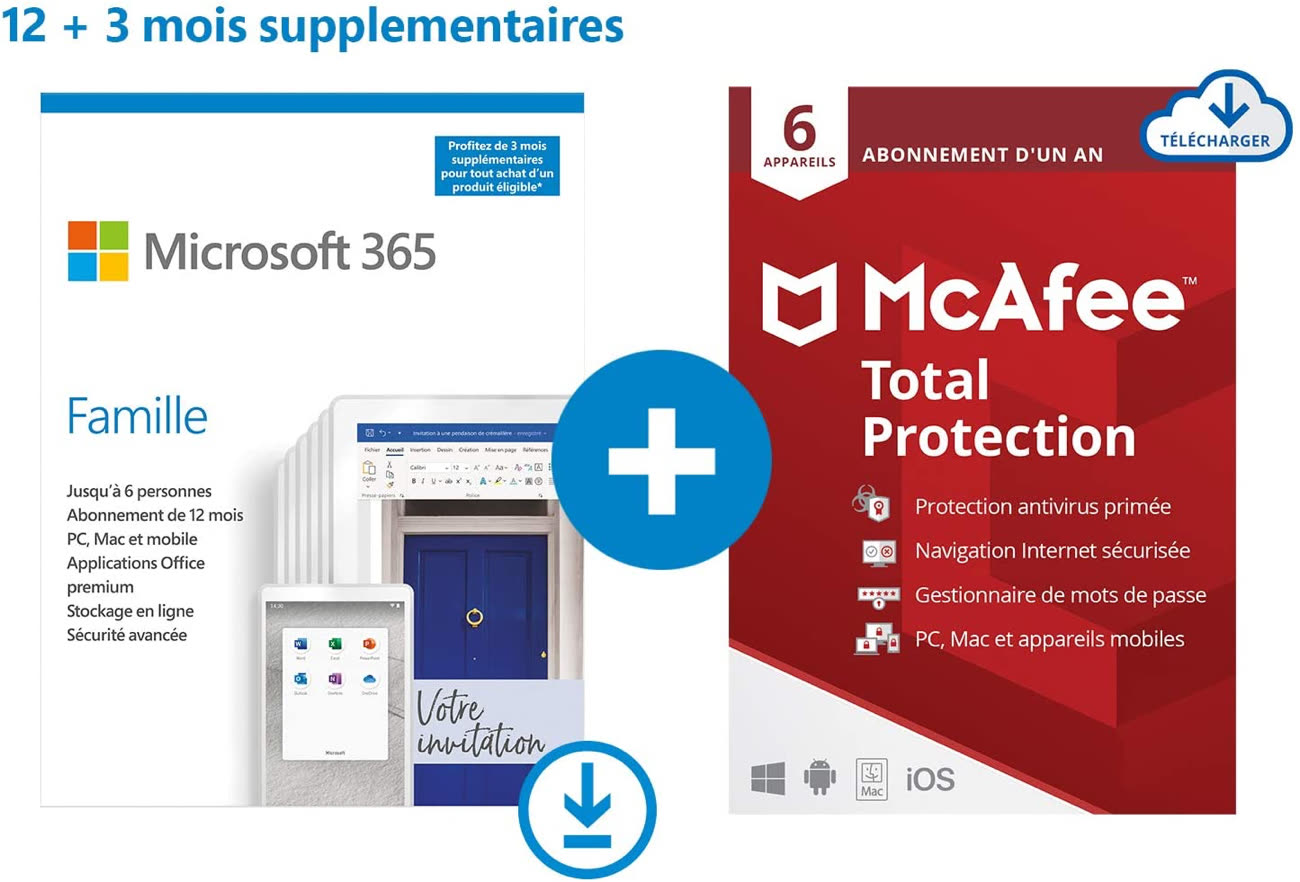 Promo : 15 mois de Microsoft 365 Famille et un antivirus à 68