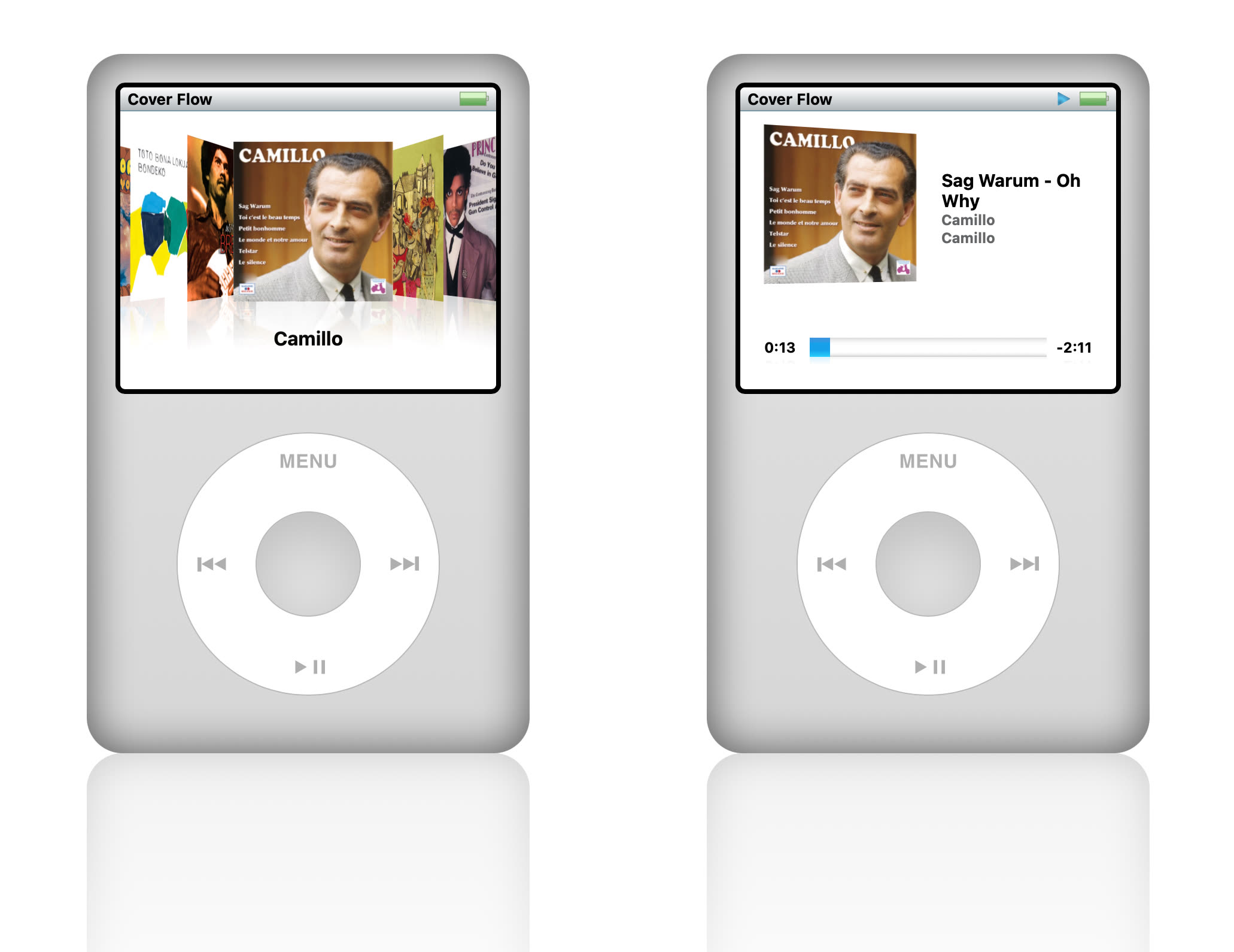Apple Music et Spotify dans un iPod virtuel, c