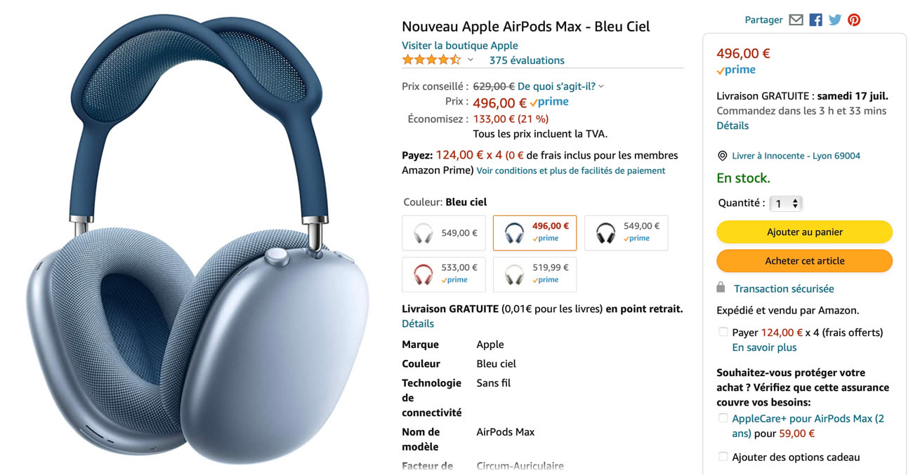 Le casque Bluetooth AirPods Max voit son prix chuter juste ici