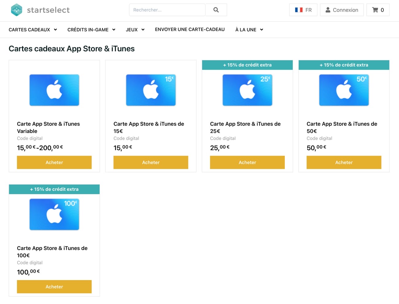Promo : à nouveau 15 % de crédit bonus sur les cartes App Store chez  Startselect