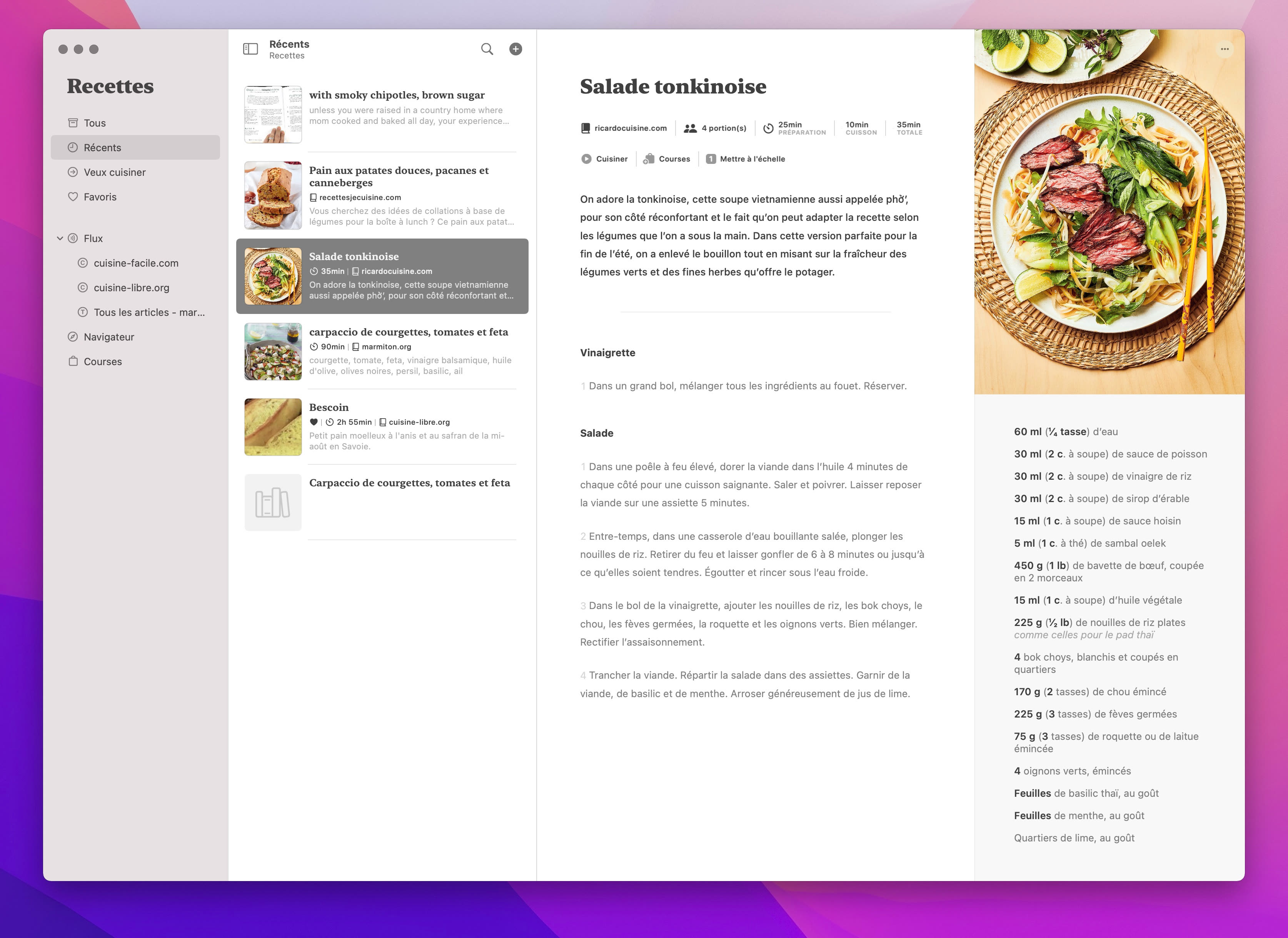 Mela, un gestionnaire de recettes de cuisine bien fichu par le