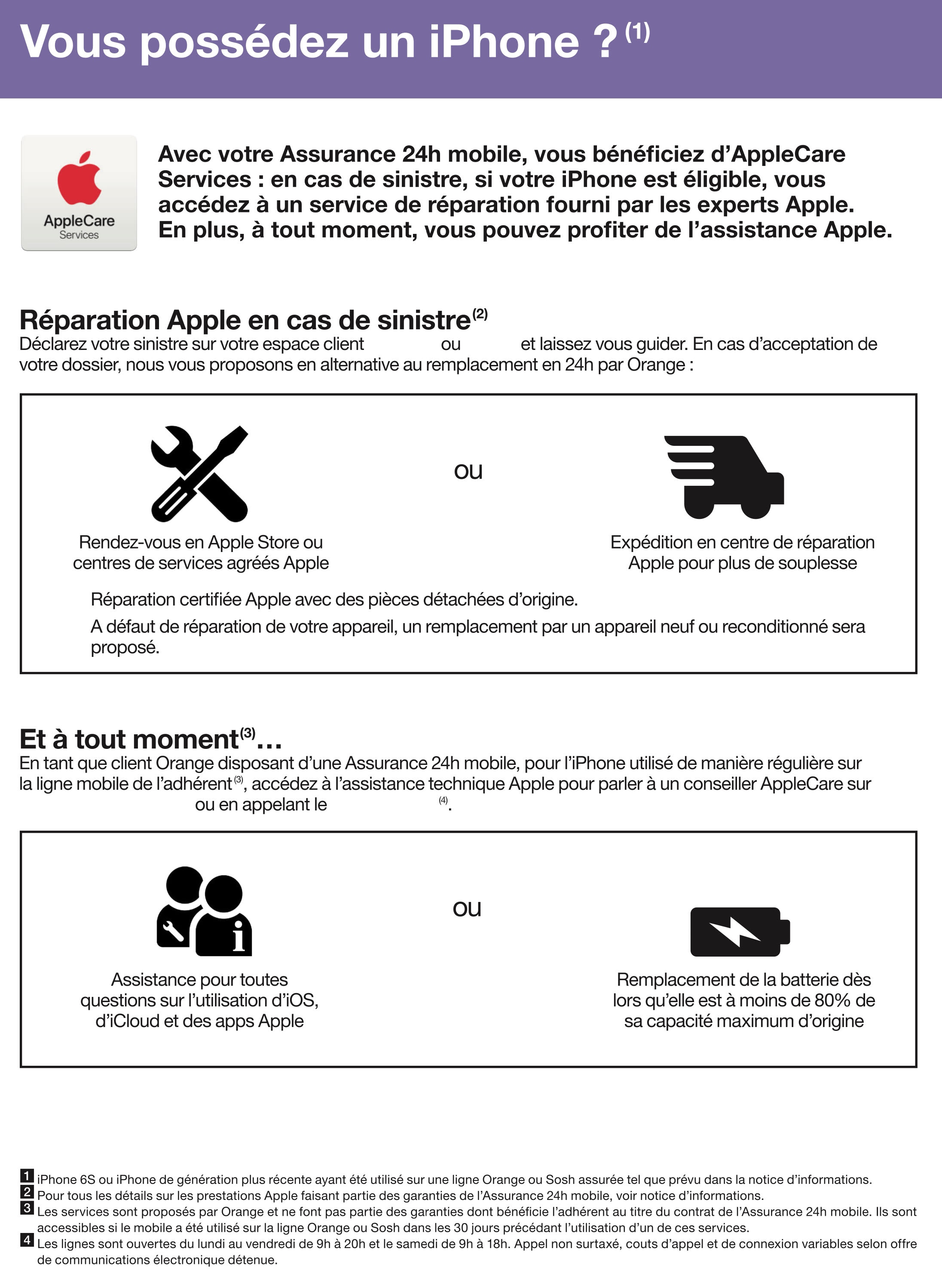 Orange a ajouté l'AppleCare Services à son assurance mobile iGeneration