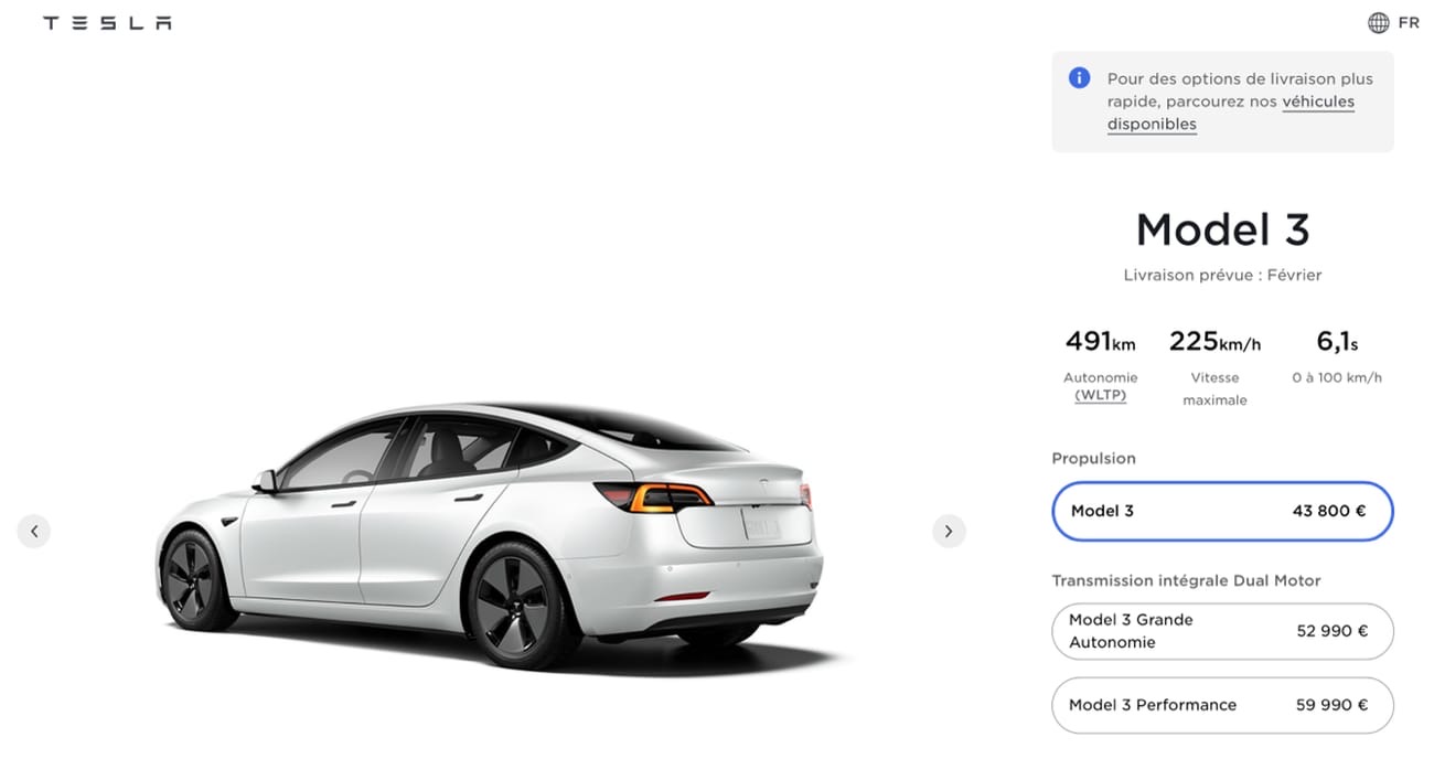 Tesla augmente l'autonomie sur sa Model 3 de base, mais pas ses prix