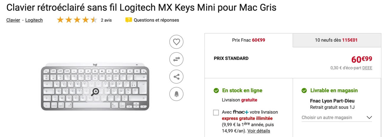 Clavier Rétroéclairé Sans Fil Logitech MX Keys Mini