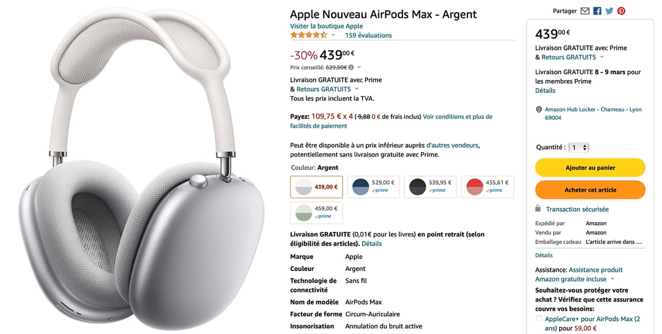 Apple Airpods Max Argent - Casques Bluetooth sur Son-Vidéo.com