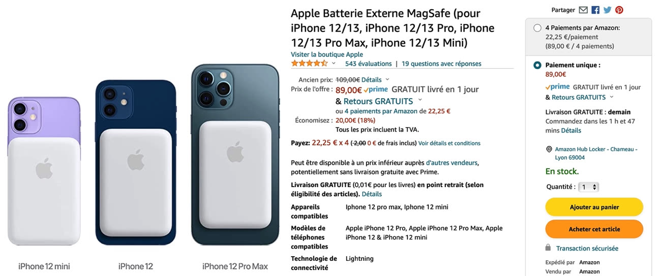 Promo : la batterie externe MagSafe d'Apple à 89 € au lieu de 109 €