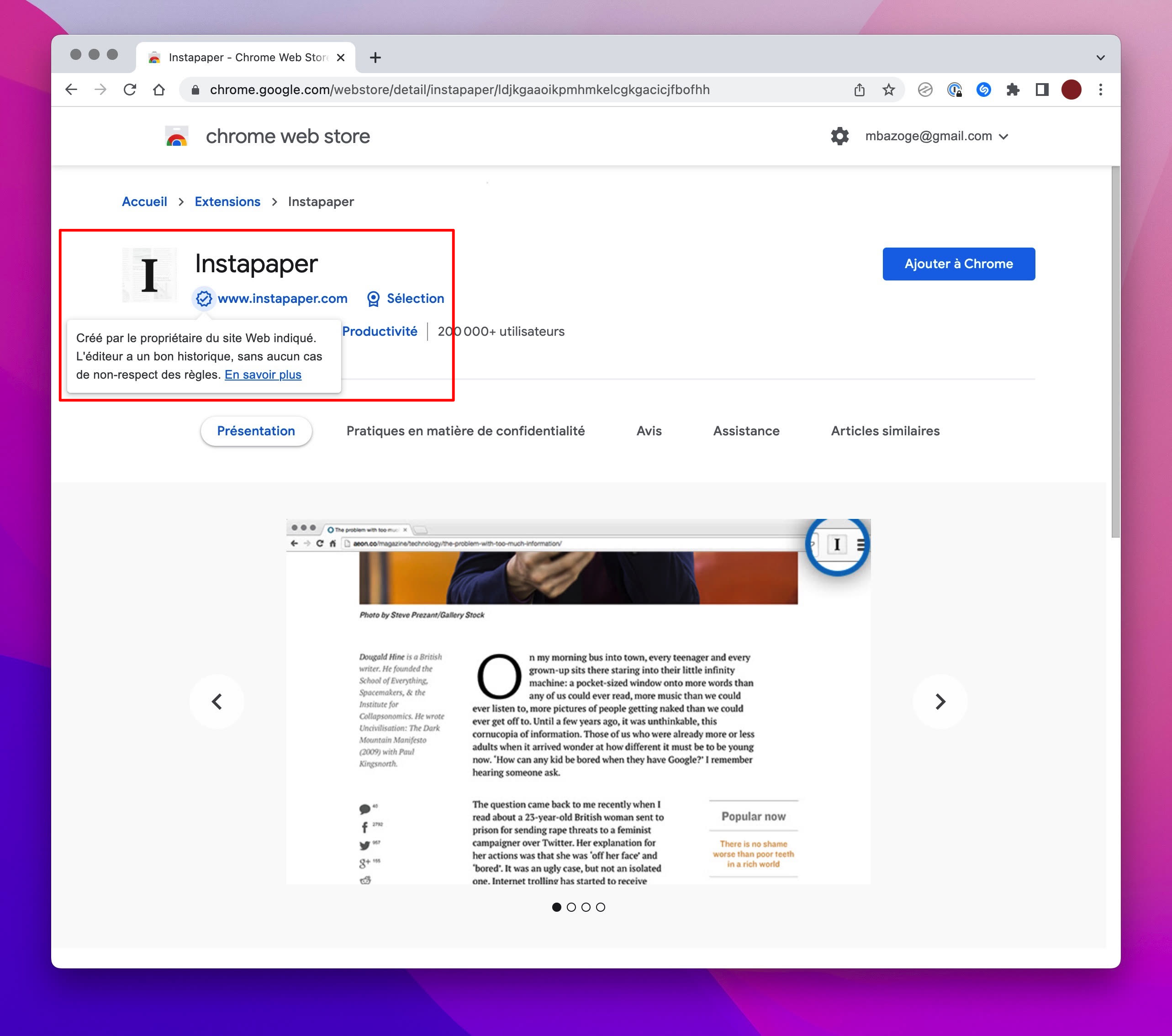 Des badges pour identifier les bonnes extensions Chrome MacGeneration
