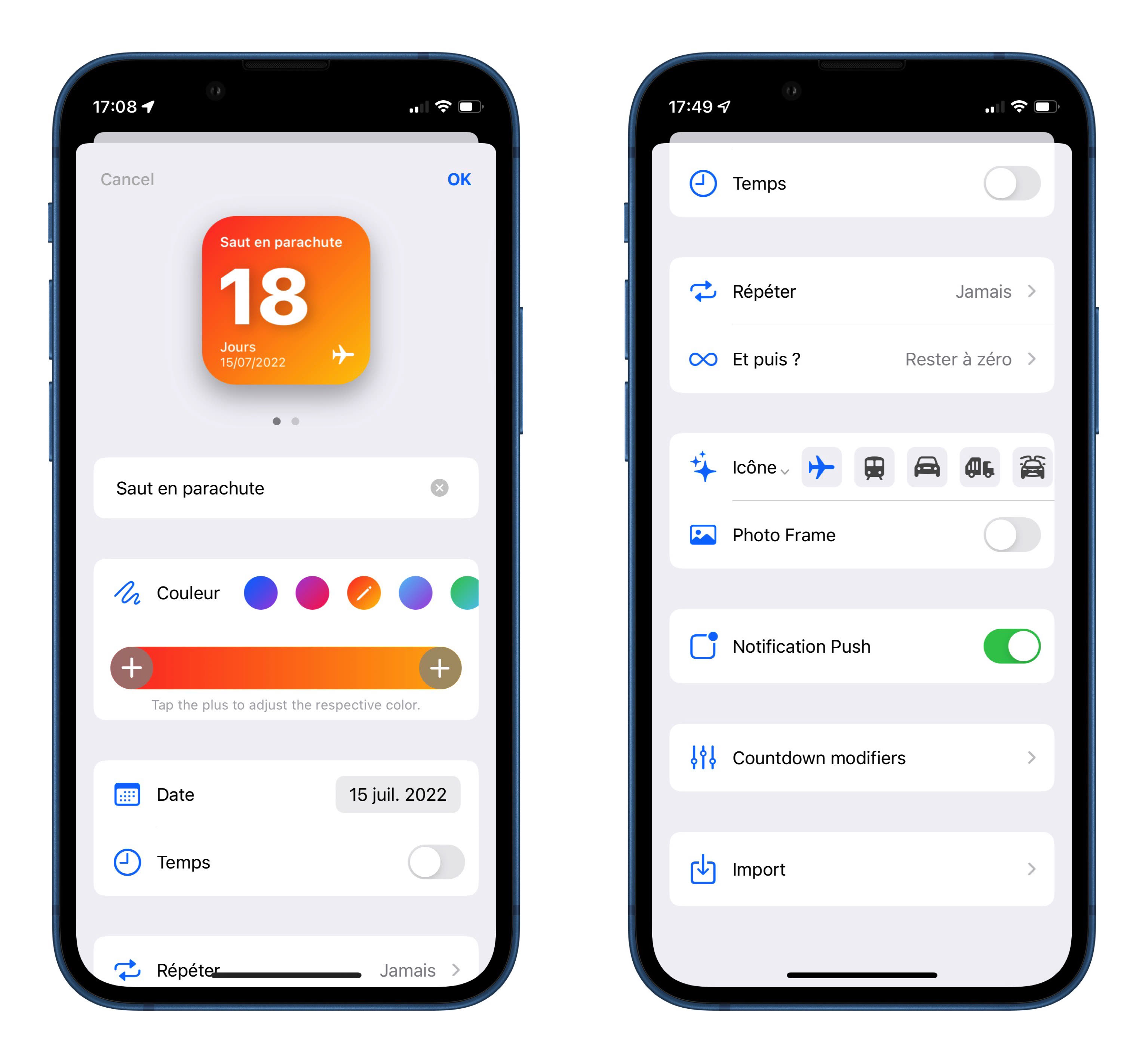 Un widget de compte à rebours largement personnalisable pour iOS iGeneration