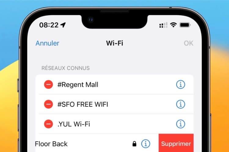 iOS 16 : les réseaux Wi-Fi connus sont plus facils à supprimer