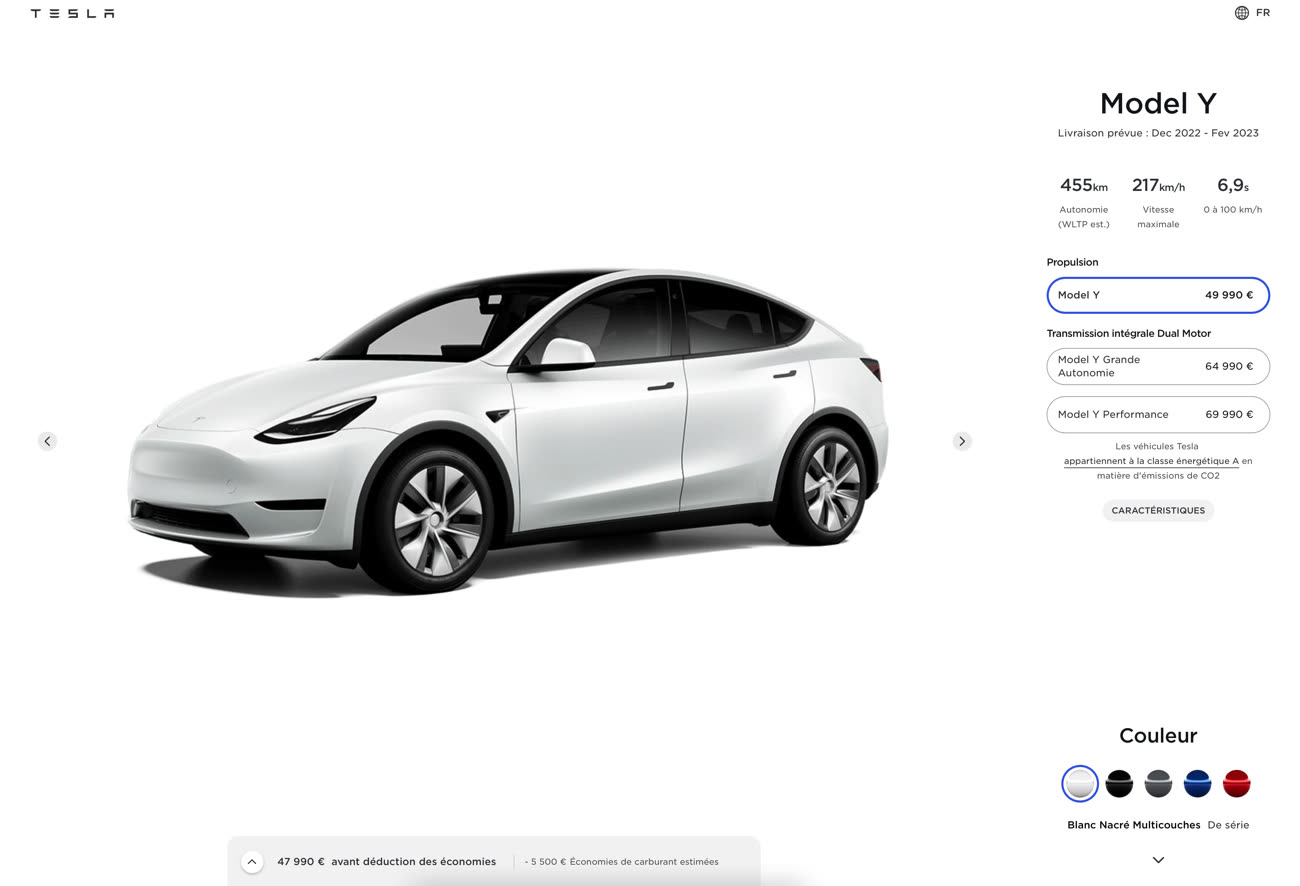 La Tesla la moins chère est désormais une Model Y en France
