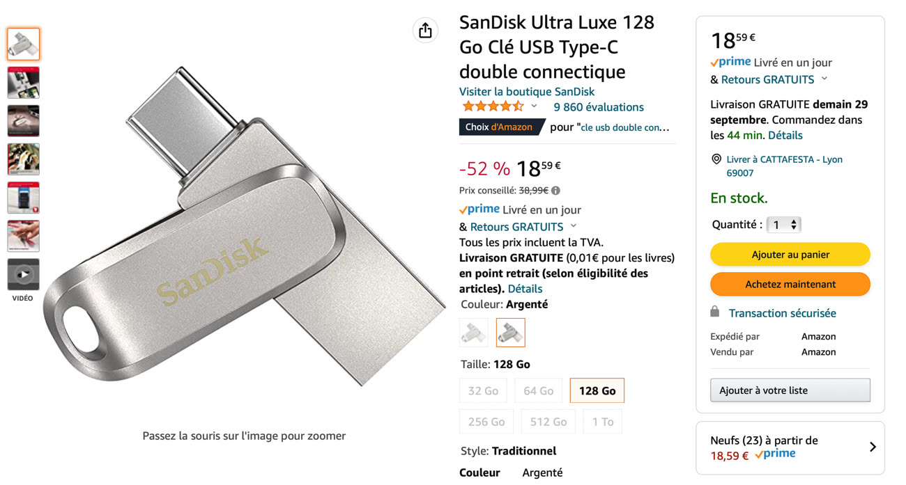 SanDisk Ultra Dual Drive Luxe - 1 To - Clé USB Sandisk sur