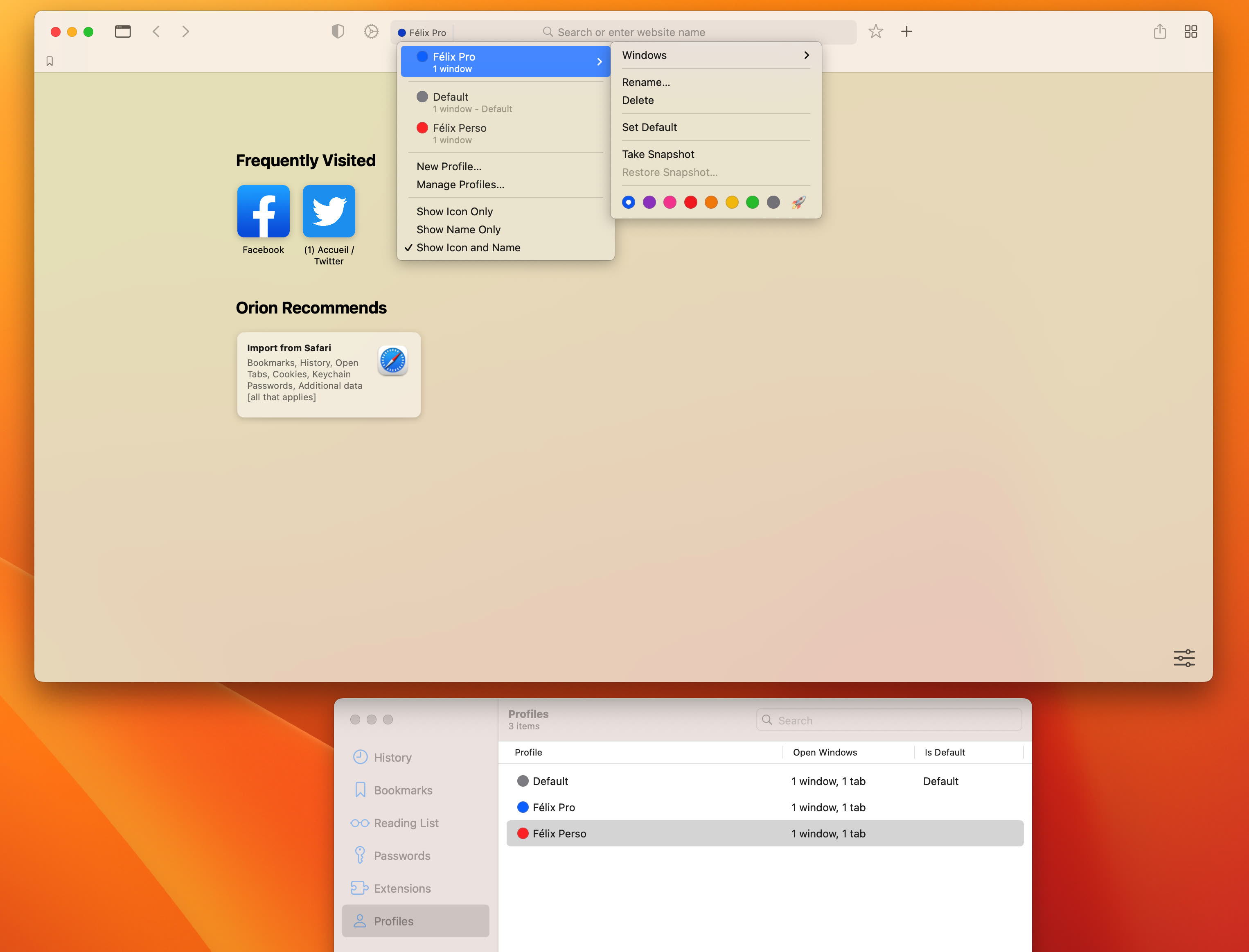 Orion : le navigateur basé sur WebKit propose désormais des profils ...