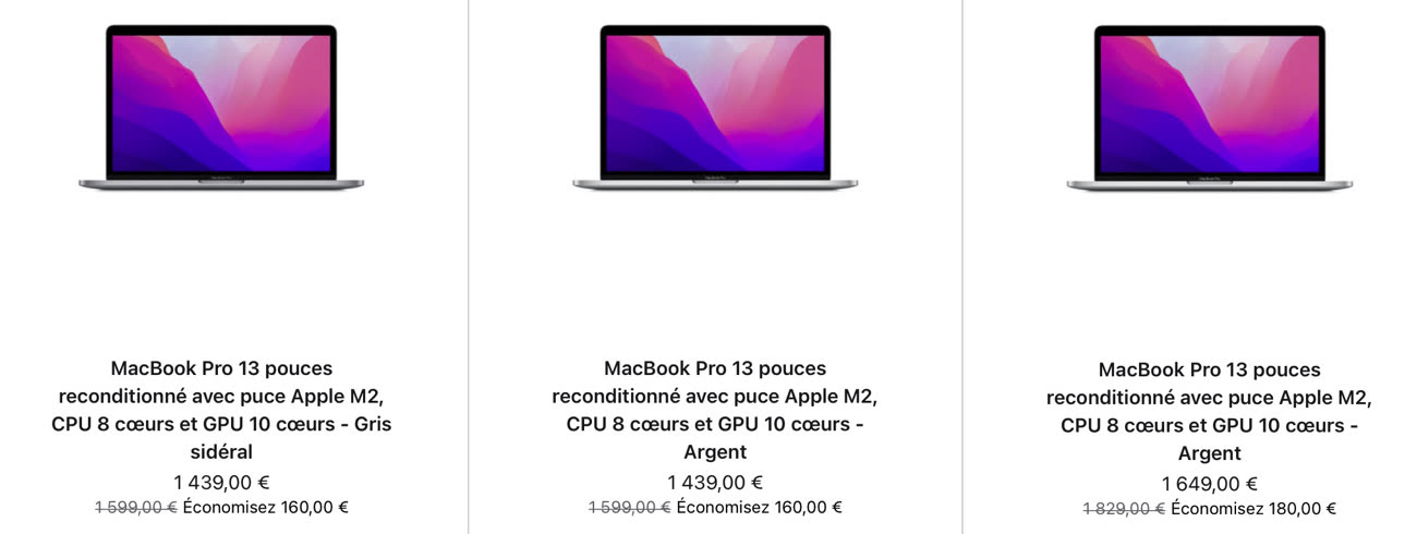 Consomac : Refurb : Apple baisse le prix du MacBook Pro 13,3'' avec puce M2