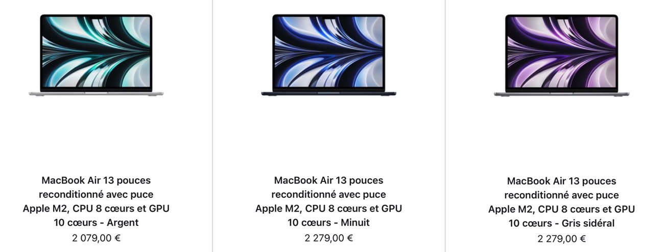 MacBook Air 13 pouces reconditionné avec puce Apple M2, CPU 8 cœurs et GPU  8 cœurs - Argent - Apple (FR)