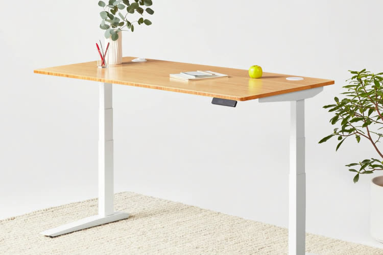 Bureau assis/debout électrique avec roulettes - aspect bois, Meubles et  accessoires