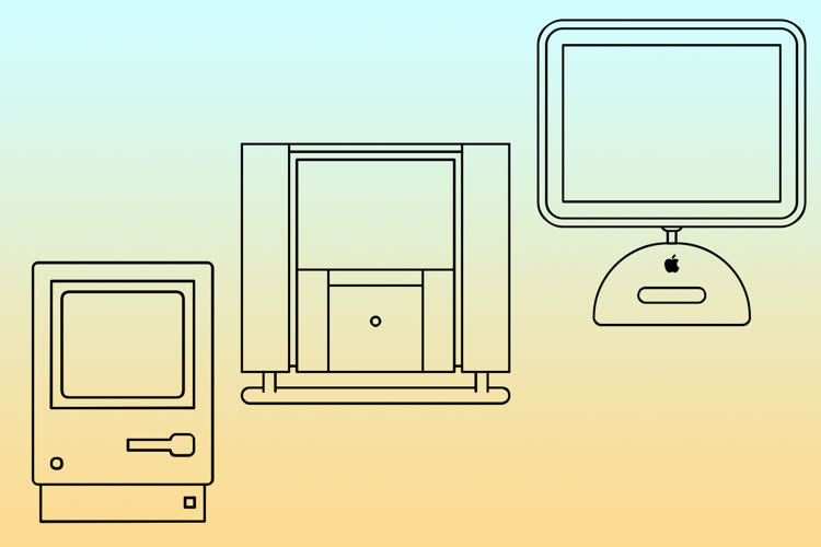Les ordinateurs célébrés par Apple pour les 30 ans du Mac forment une collection d’icônes vectorielles