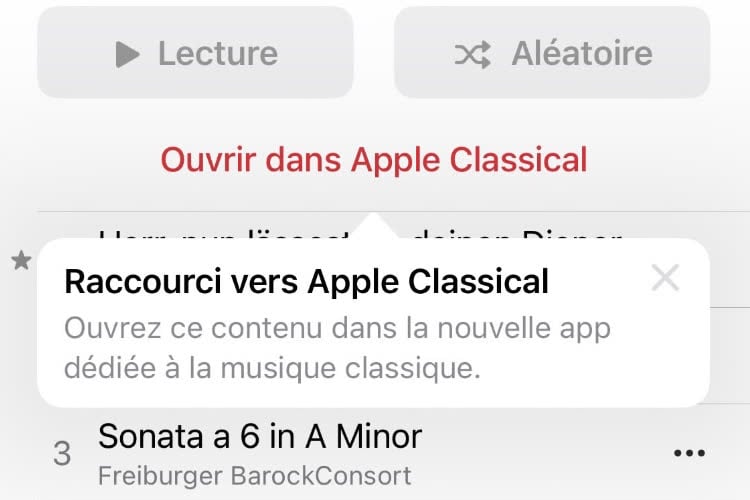 Nouvelle référence à « Apple Music Classical » dans iOS 16.4