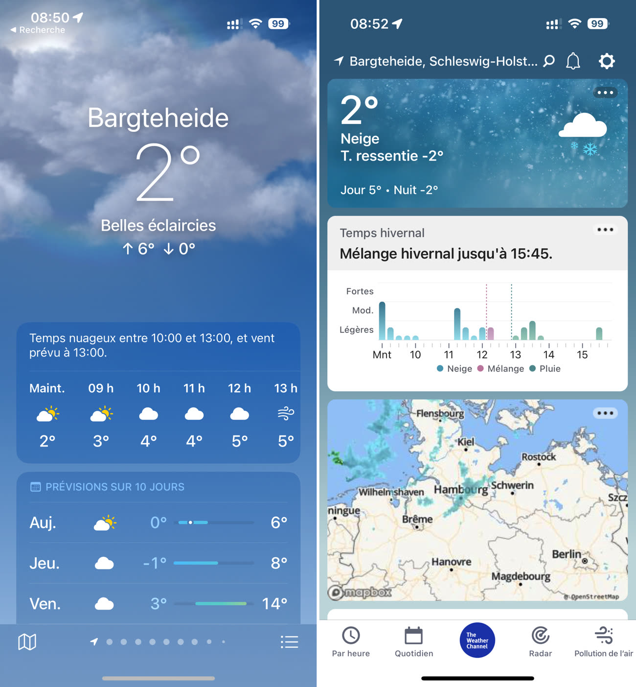 Application. Et maintenant un comparateur de prévisions météo