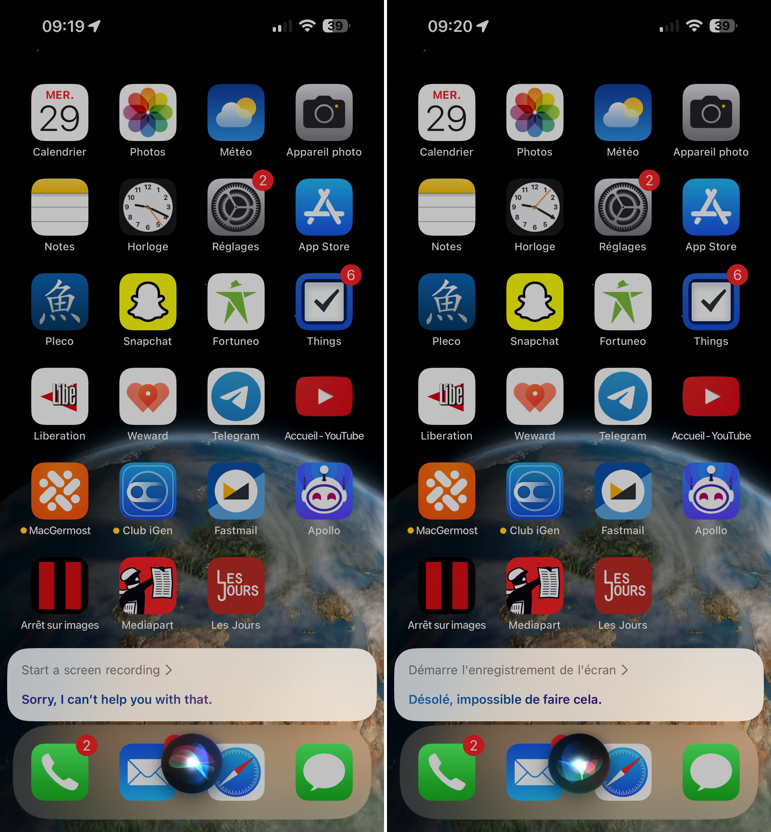 iOS 16.5 : Siri peut lancer un enregistrement de l'écran… en anglais ...