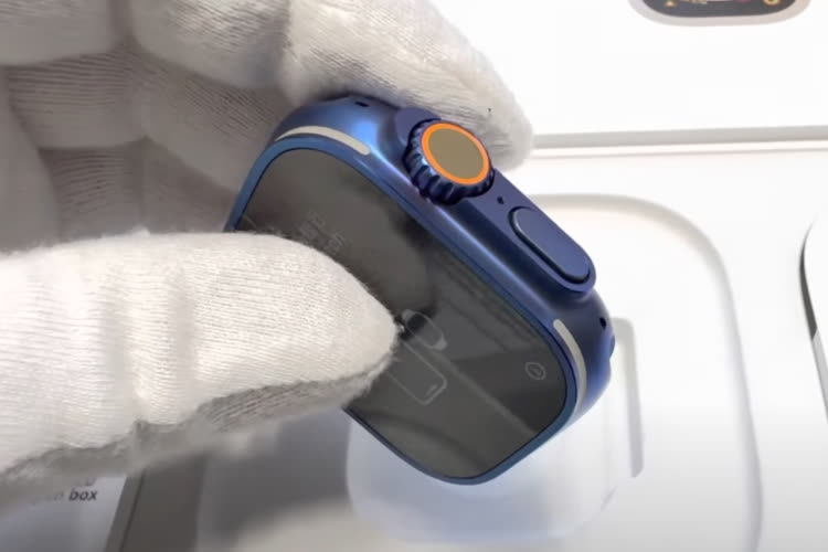 video en galerie : L'Apple Watch Ultra en bleu et or a une bonne tête
