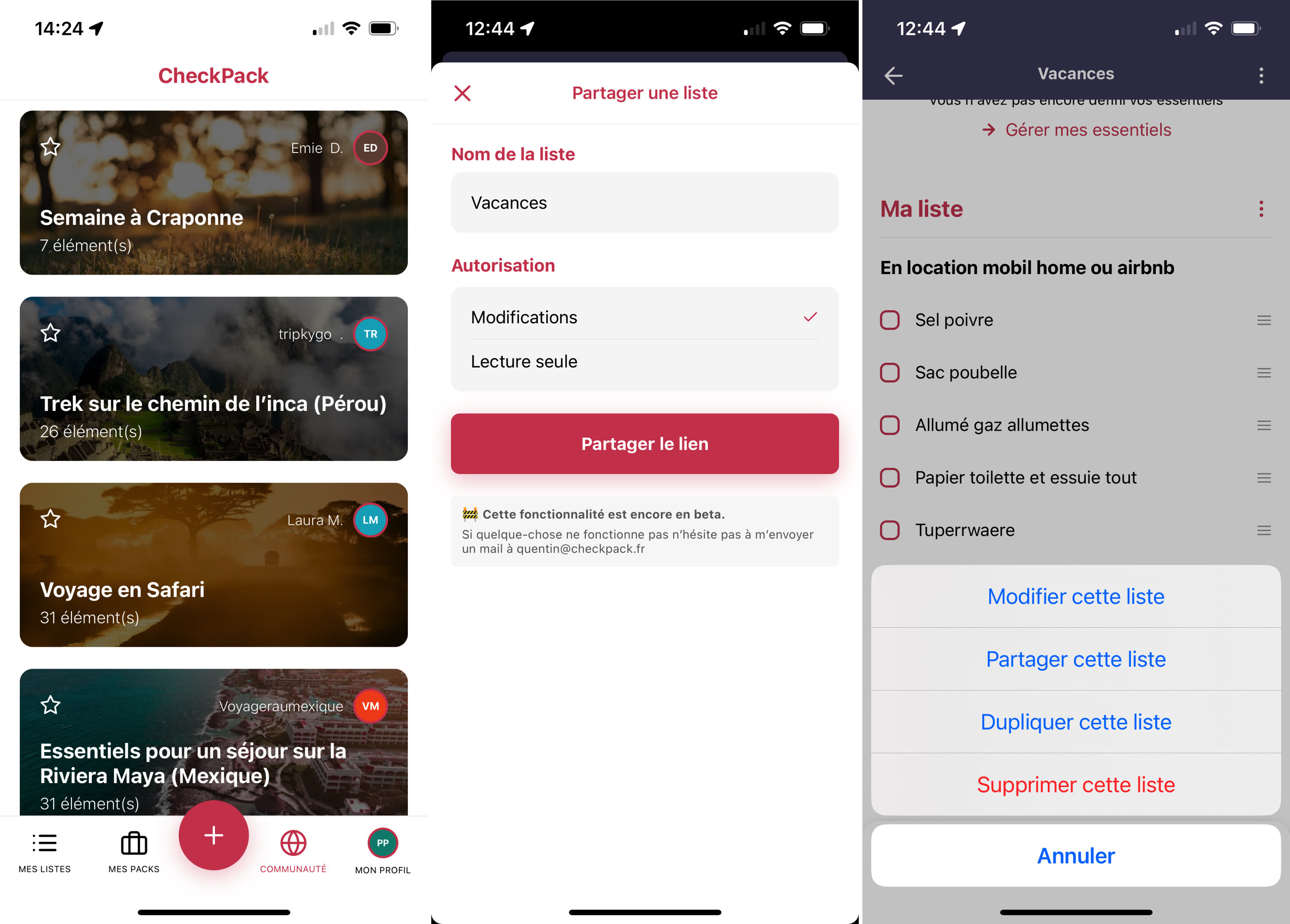 CheckPack : des listes de bagages partagées pour ne rien oublier ...