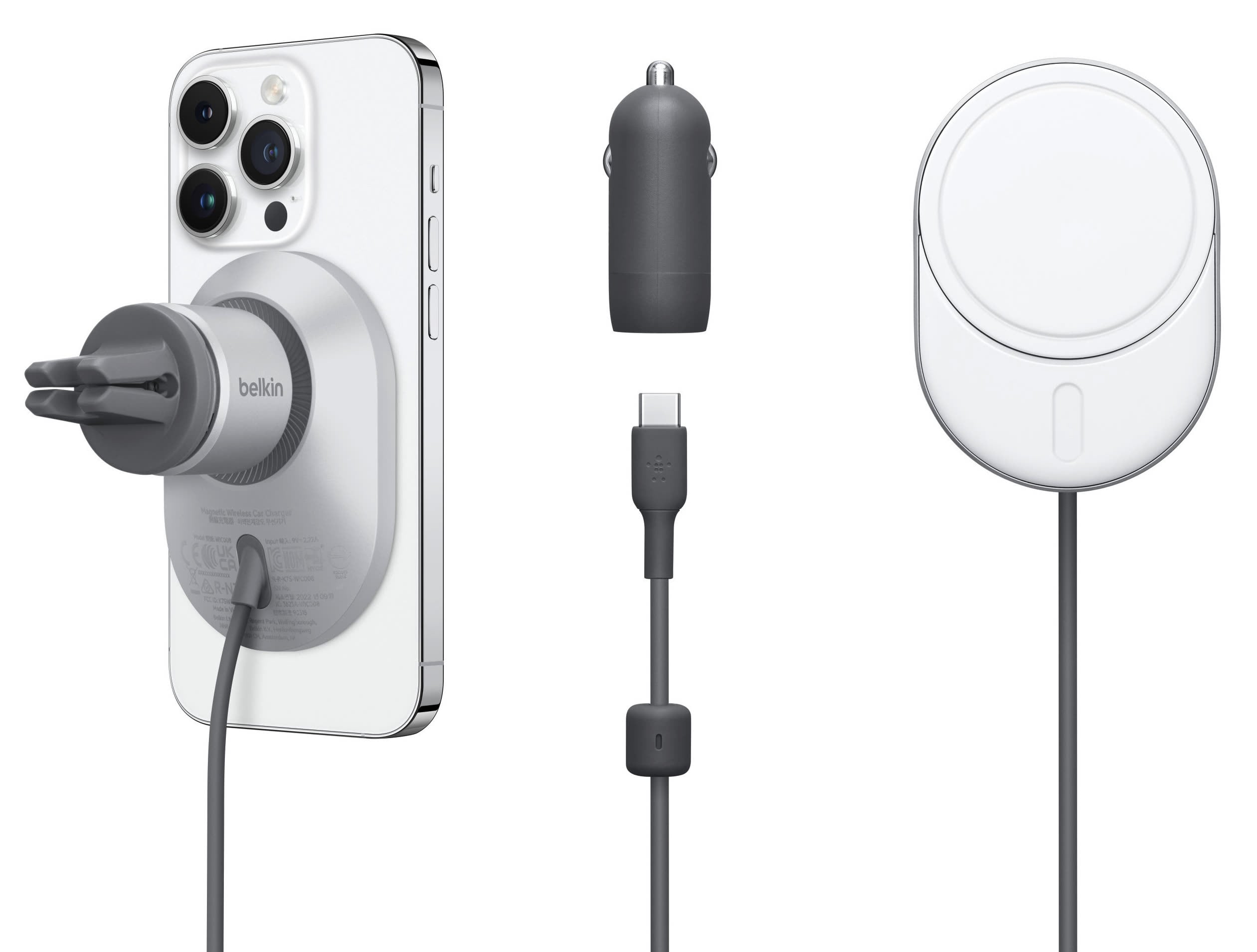 Support Téléphone Voiture Magnétique 15W Charge Rapide - Compatible MagSafe IPhone 12-16, Rotation 360°, Grille Aération