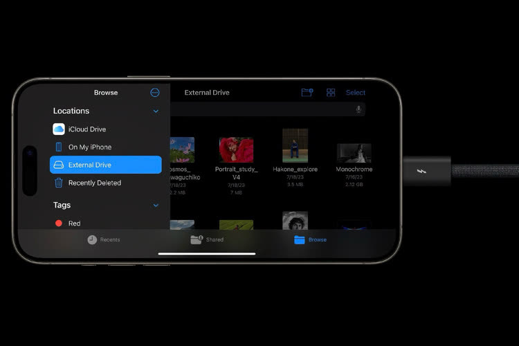 Attention au câble USB-C si vous filmez avec un iPhone 15 Pro et un SSD externe